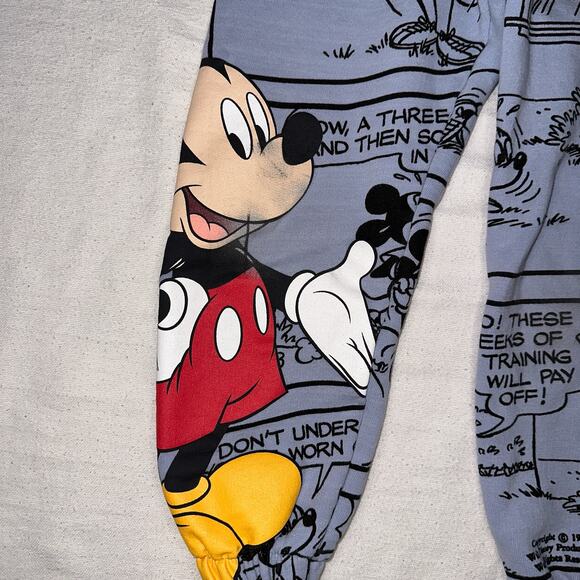 Zara Plush Mickey Mouse Logo Disney Pants Boys Size 7 Blue - Picture 3 of 8